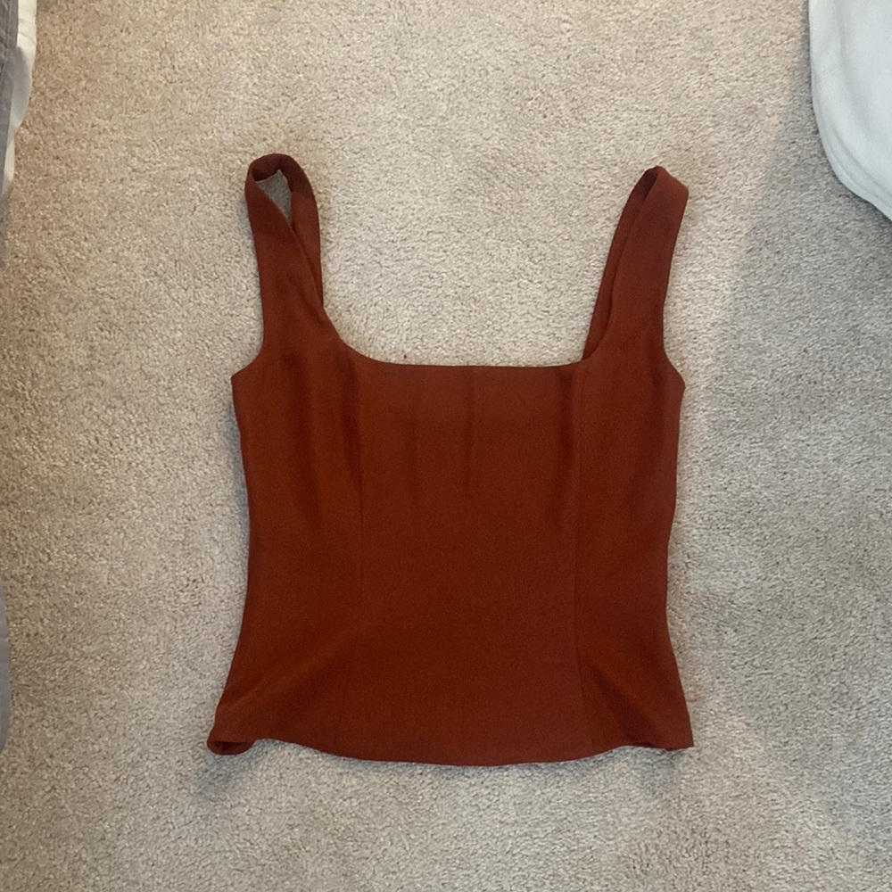 Aritzia Rust Brown Square Neck Top